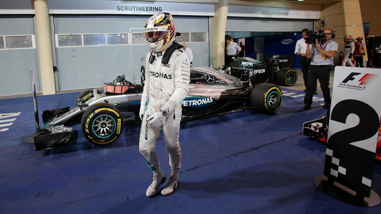 Lewis Hamilton (GBR) Mercedes AMG F1 celebrates in parc ferme at Formula One World Championship, Rd2, Bahrain Grand Prix Race, Bahrain International Circuit, Sakhir, Bahrain, Sunday 3 April 2016. © Sutton Motorsport Images