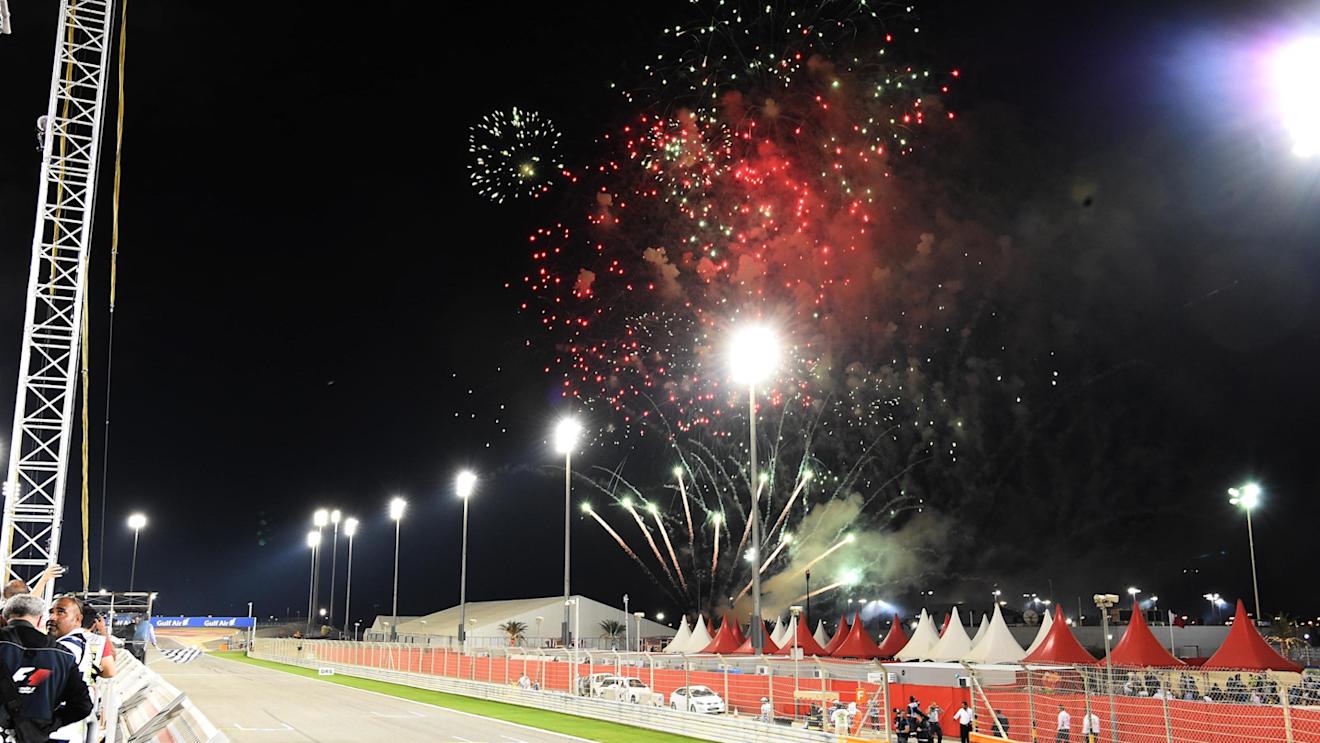 Fireworks at the end of the race at Formula One World Championship, Rd2, Bahrain Grand Prix Race, Bahrain International Circuit, Sakhir, Bahrain, Sunday 3 April 2016. © Sutton Motorsport Images