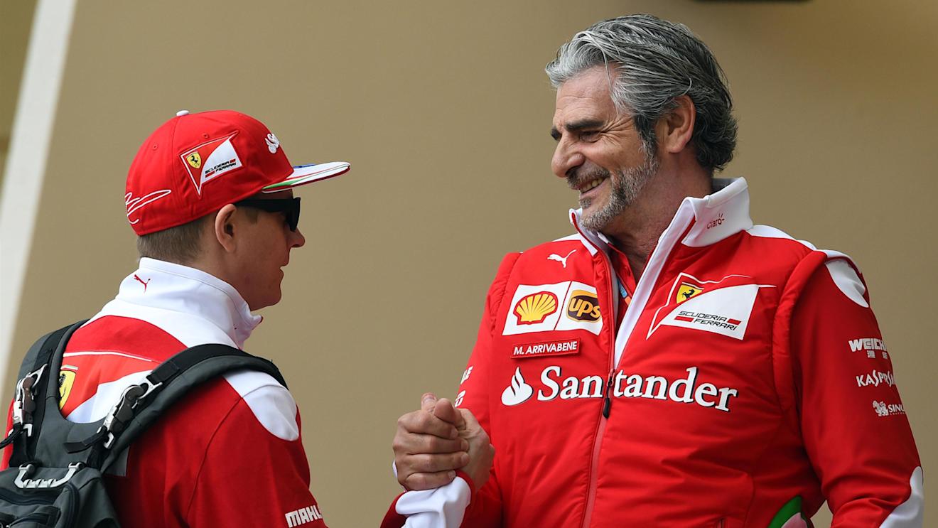 Kimi Raikkonen (FIN) Ferrari and Maurizio Arrivabene (ITA) Ferrari Team Principal at Formula One World Championship, Rd2, Bahrain Grand Prix Preparations, Bahrain International Circuit, Sakhir, Bahrain, Thursday 31 March 2016. © Sutton Motorsport Images