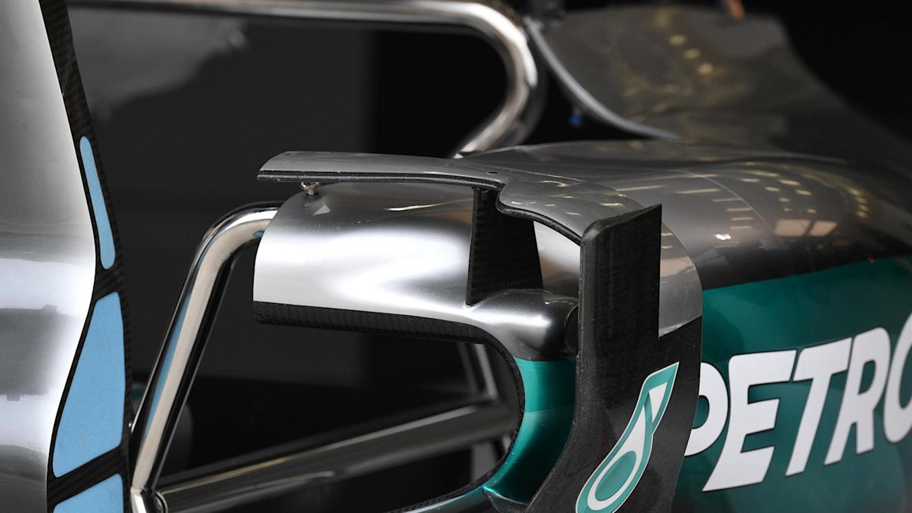 Mercedes-Benz F1 W07 Hybrid bodywork detail at Formula One World Championship, Rd2, Bahrain Grand Prix Preparations, Bahrain International Circuit, Sakhir, Bahrain, Thursday 31 March 2016. © Sutton Motorsport Images