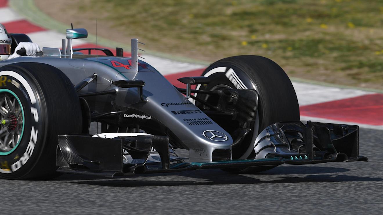 Mercedes-Benz F1 W07 Hybrid front wing detail at Formula One Testing, Day Four, Barcelona, Spain, Thursday 25 February 2016. © Sutton Motorsport Images