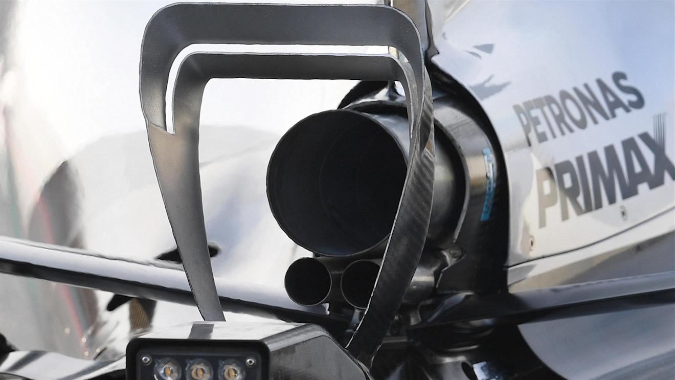 Mercedes-Benz F1 W07 exhaust at Formula One Testing, Day Four, Barcelona, Spain, Thursday 25 February 2016. © Sutton Motorsport Images