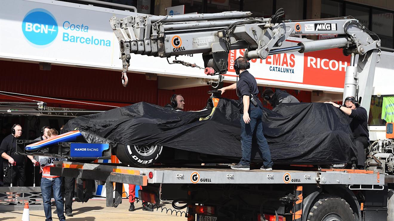 The car of Rio Haryanto (IDN) Manor Racing MRT05 is recovered to the pits after stopping on track at Formula One Testing, Day Three, Barcelona, Spain, Wednesday 24 February 2016. © Sutton Motorsport Images