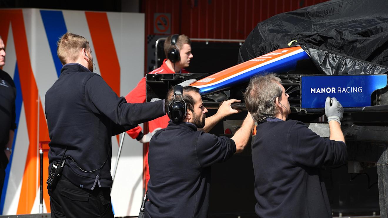 The car of Rio Haryanto (IDN) Manor Racing MRT05 is recovered to the pits at Formula One Testing, Day Three, Barcelona, Spain, Wednesday 24 February 2016. © Sutton Motorsport Images