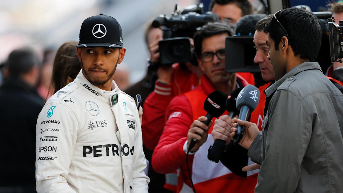 Lewis Hamilton (GBR) Mercedes AMG F1 talks with the media at Formula One Testing, Day Four, Barcelona, Spain, Friday 4  March 2016. © Sutton Motorsport Images