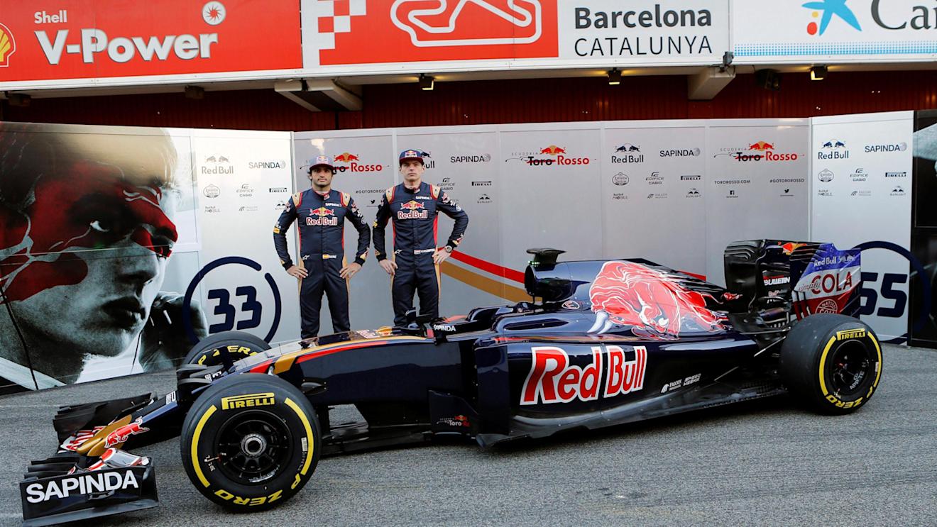 Carlos Sainz jr (ESP) Scuderia Toro Rosso and Max Verstappen (NED) Scuderia Toro Rosso with the Scuderia Toro Rosso STR11 at Formula One Testing, Day One, Barcelona, Spain, Tuesday 1 March 2016. © Sutton Motorsport Images