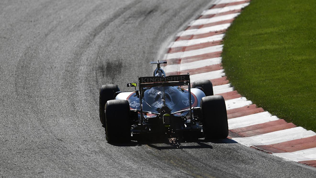 Sergio Perez (MEX) Force India VJM09 sparks at Formula One World Championship, Rd13, Belgian Grand Prix, Qualifying, Spa Francorchamps, Belgium, Saturday 27 August 2016. © Sutton Images