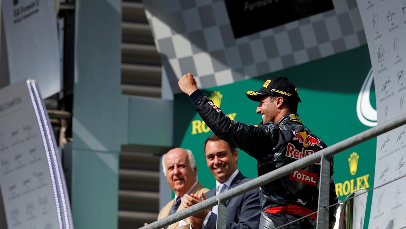 Daniel Ricciardo (AUS) Red Bull Racing celebrates on the podium at Formula One World Championship, Rd13, Belgian Grand Prix, Race, Spa Francorchamps, Belgium, Sunday 28 August 2016. © Sutton Images