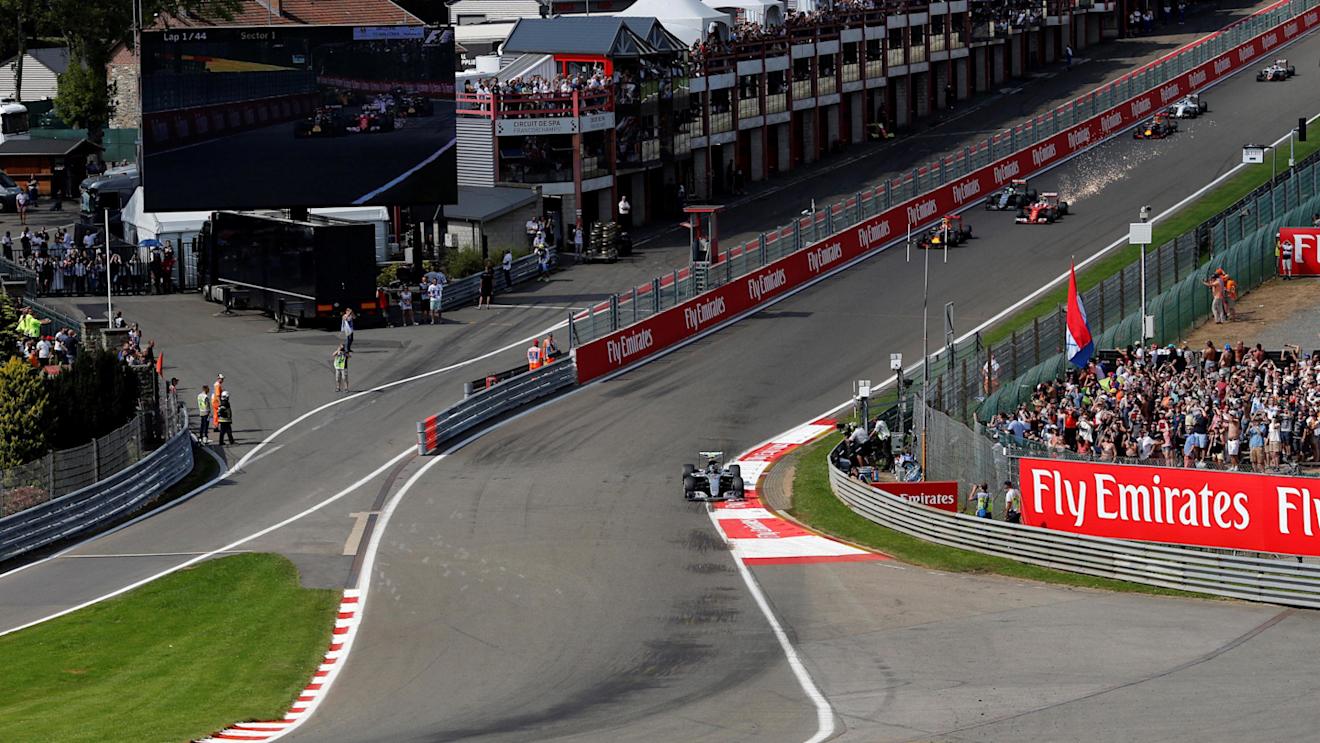 Nico Rosberg (GER) Mercedes-Benz F1 W07 Hybrid leads at the start of the race at Formula One World Championship, Rd13, Belgian Grand Prix, Race, Spa Francorchamps, Belgium, Sunday 28 August 2016. © Sutton Images