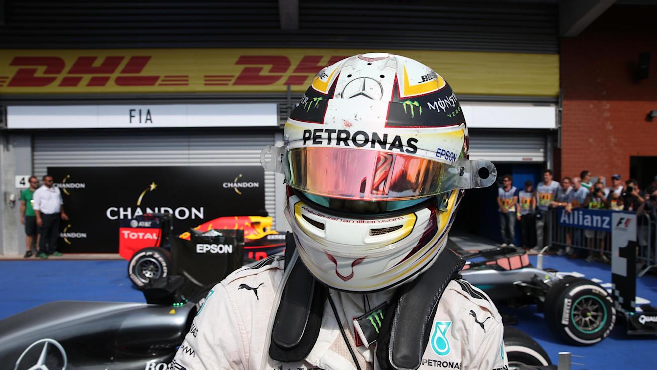 Lewis Hamilton (GBR) Mercedes AMG F1 celebrates on Parc ferme at Formula One World Championship, Rd13, Belgian Grand Prix, Race, Spa Francorchamps, Belgium, Sunday 28 August 2016. © Sutton Images