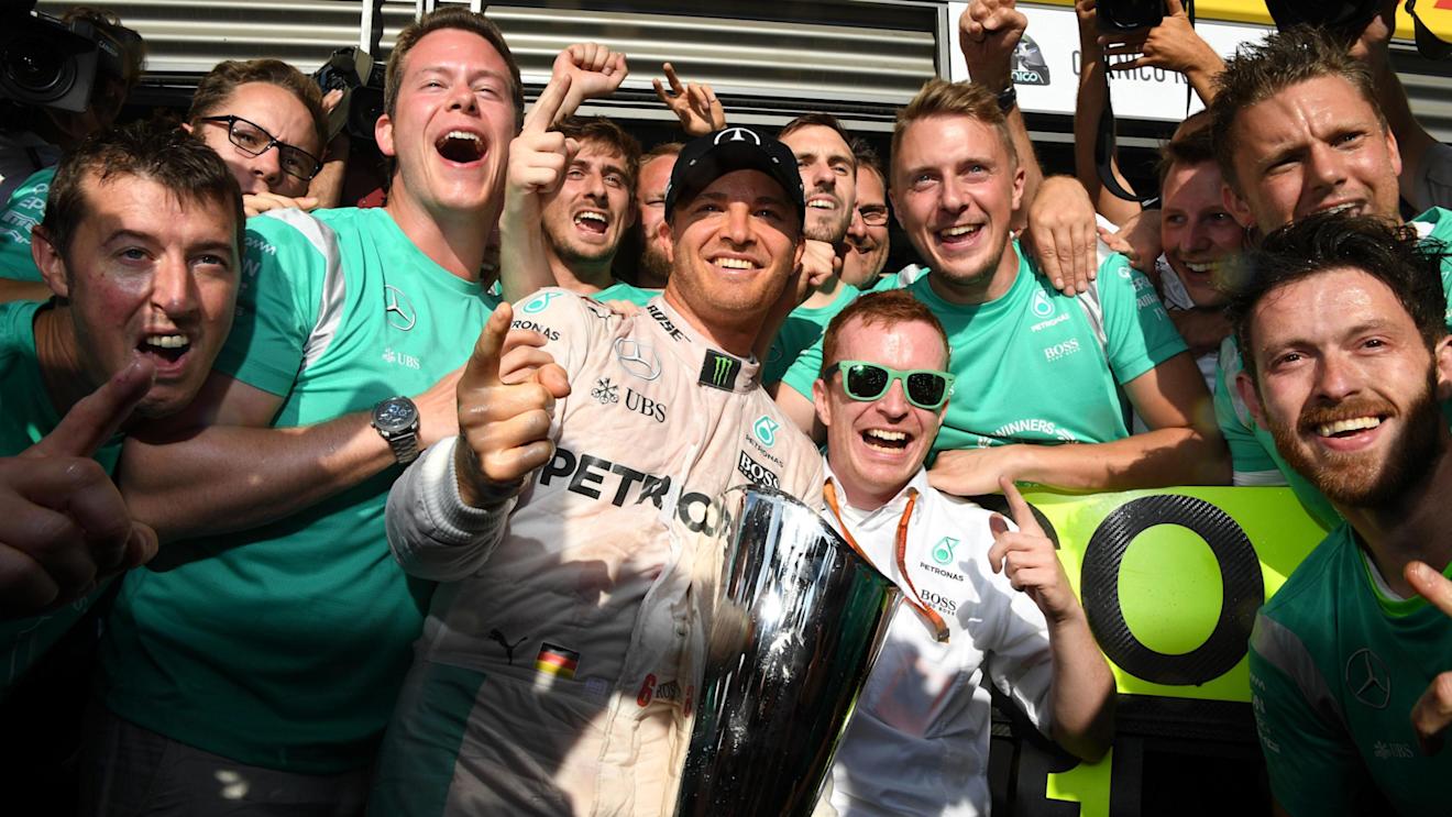 Race winner Nico Rosberg (GER) Mercedes AMG F1 celebrates with the team at Formula One World Championship, Rd13, Belgian Grand Prix, Race, Spa Francorchamps, Belgium, Sunday 28 August 2016. © Sutton Images