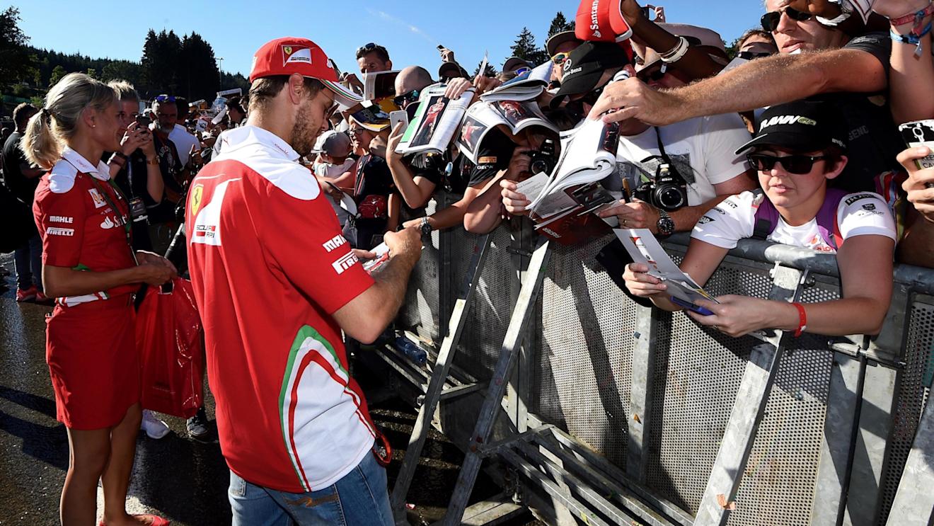 Sebastian Vettel (GER) Ferrari signs autographs for the fans at Formula One World Championship, Rd13, Belgian Grand Prix, Preparations, Spa Francorchamps, Belgium, Thursday 25 August 2016. © Sutton Images