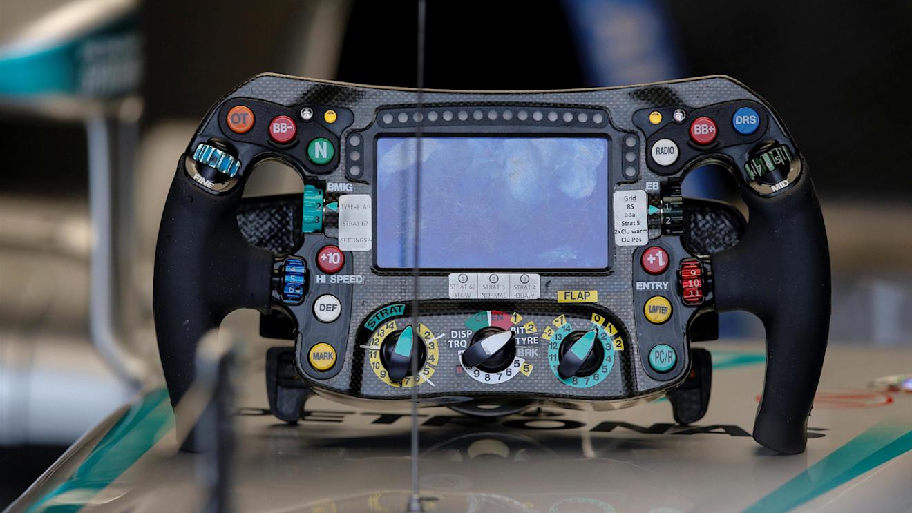 Mercedes-Benz F1 W07 Hybrid Steering Wheel detail at Formula One World Championship, Rd20, Brazilian Grand Prix, Qualifying, Interlagos, Sao Paulo, Brazil, Saturday 12 November 2016. © Sutton Images