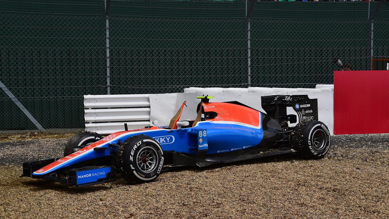 The car of race retiree Rio Haryanto (IDN) Manor Racing MRT05 at Formula One World Championship, Rd10, British Grand Prix, Race, Silverstone, England, Sunday 10 July 2016. © Sutton Images