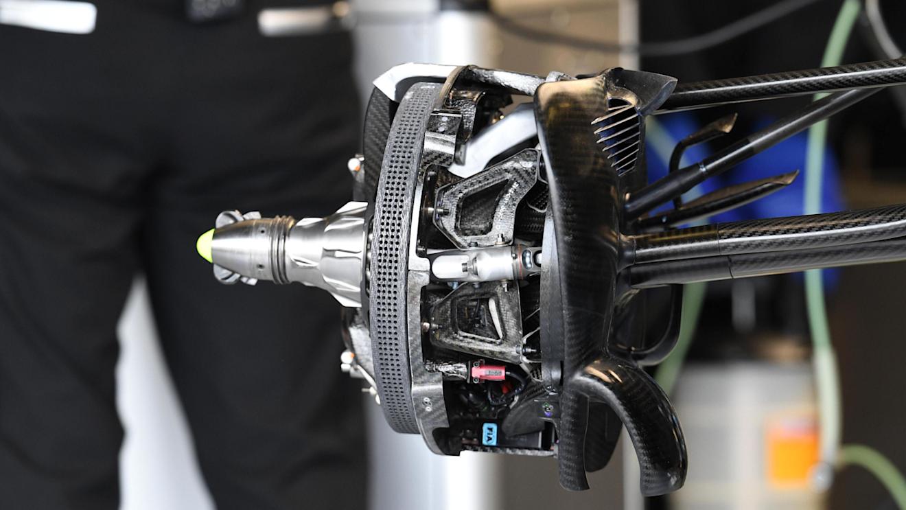 Mercedes-Benz F1 W07 Hybrid front brake and wheel hub detail at Formula One World Championship, Rd10, British Grand Prix, Preparations, Silverstone, England, Thursday 7 July 2016. © Sutton Images