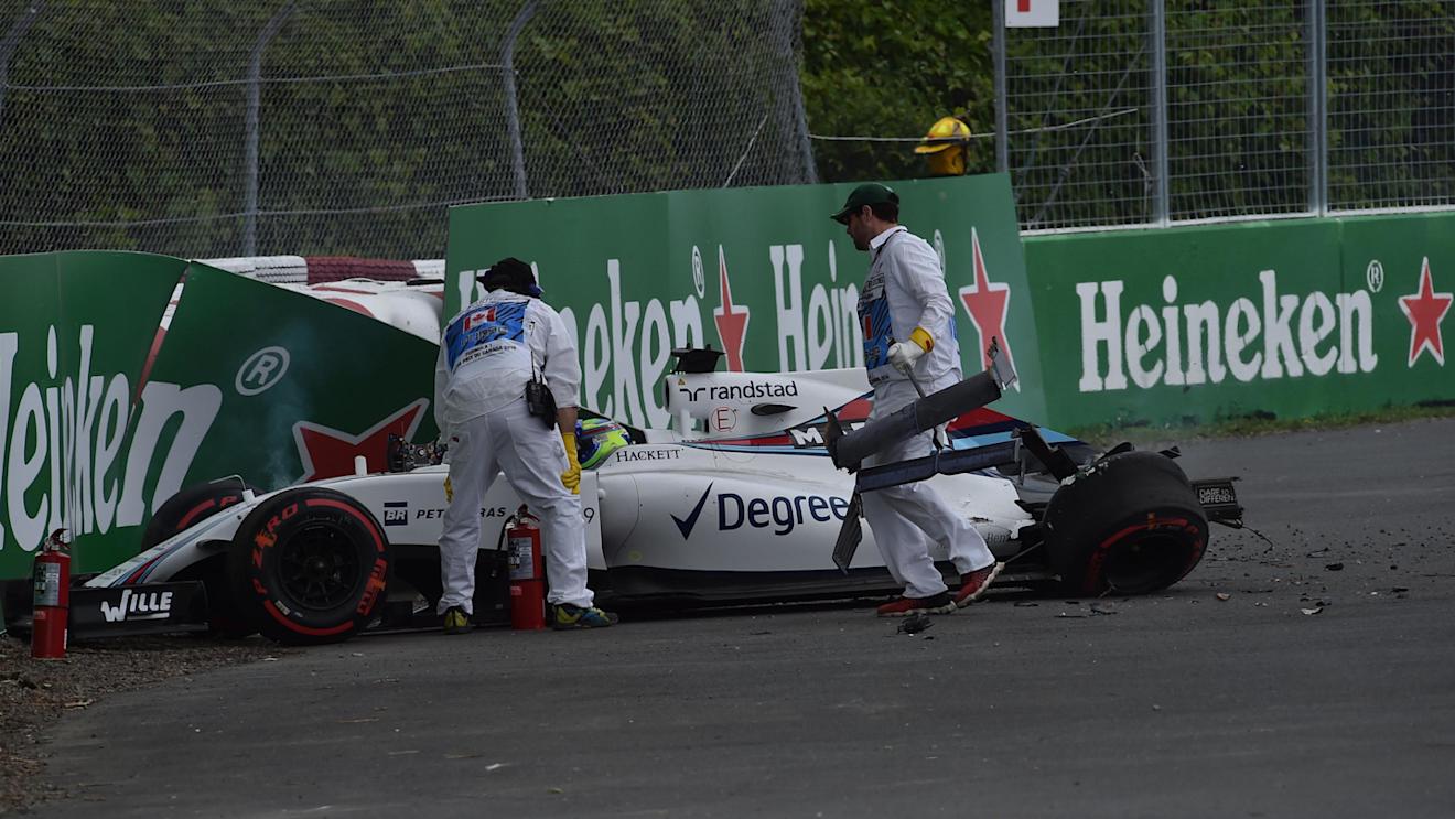 Felipe Massa (BRA) Williams FW38 crashed in FP1 at Formula One World Championship, Rd7, Canadian Grand Prix, Practice, Montreal, Canada, Friday 10 June 2016. © Sutton Images