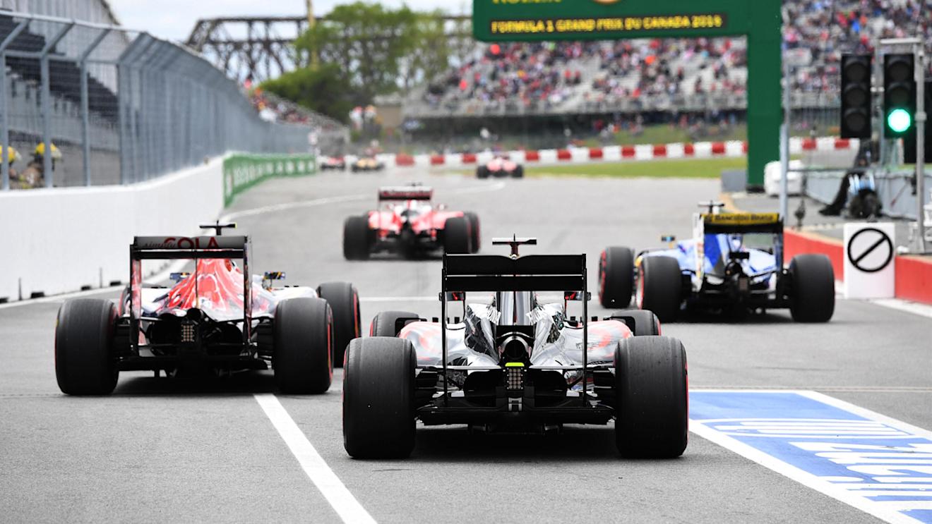 Cars leave pit lane at Formula One World Championship, Rd7, Canadian Grand Prix, Practice, Montreal, Canada, Friday 10 June 2016. © Sutton Images