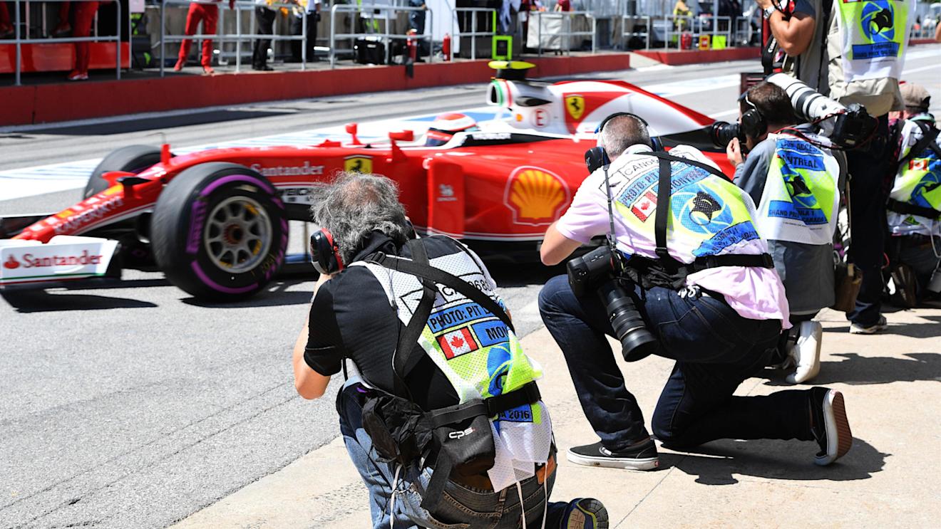Kimi Raikkonen (FIN) Ferrari SF16-H and photographers at Formula One World Championship, Rd7, Canadian Grand Prix, Practice, Montreal, Canada, Friday 10 June 2016. © Sutton Images