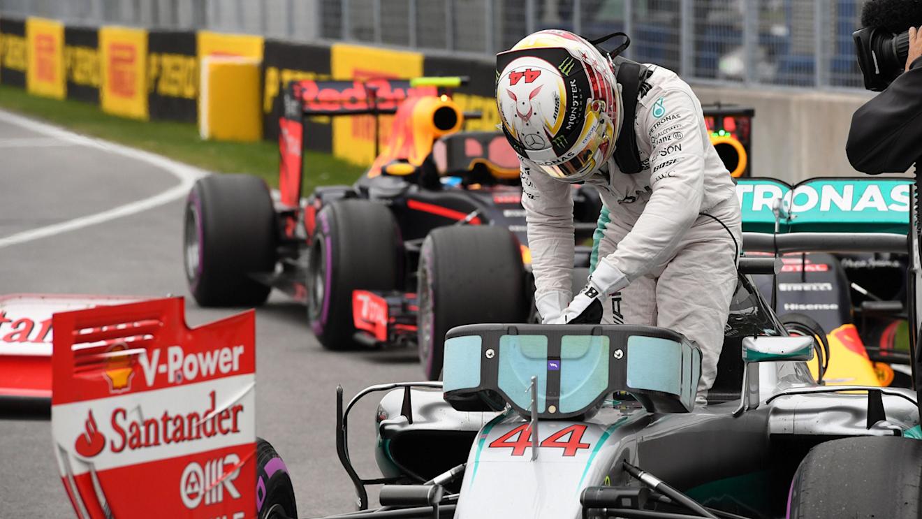 Pole sitter Lewis Hamilton (GBR) Mercedes-Benz F1 W07 Hybrid in parc ferme at Formula One World Championship, Rd7, Canadian Grand Prix, Qualifying, Montreal, Canada, Saturday 11 June 2016. © Sutton Images