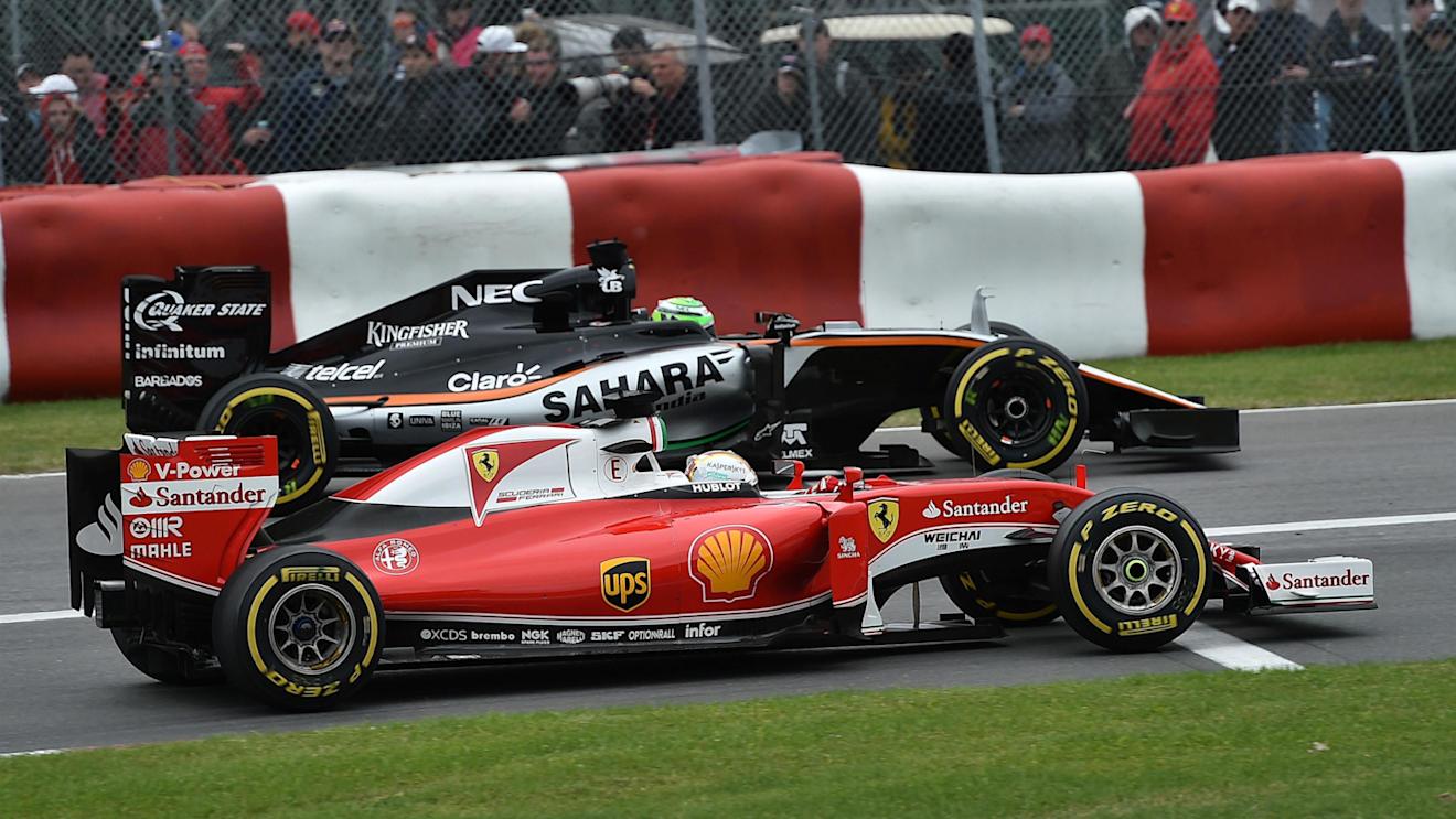 Sebastian Vettel (GER) Ferrari SF16-H and Sergio Perez (MEX) Force India VJM09 battle at Formula One World Championship, Rd7, Canadian Grand Prix, Race, Montreal, Canada, Sunday 12 June 2016. © Sutton Images