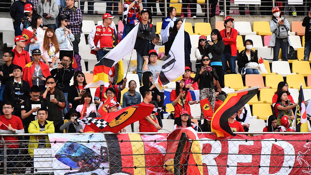Sebastian Vettel (GER) Ferrari fans and flags at Formula One World Championship, Rd3, Chinese Grand Prix, Practice, Shanghai, China, Friday 15 April 2016. © Sutton Motorsport Images
