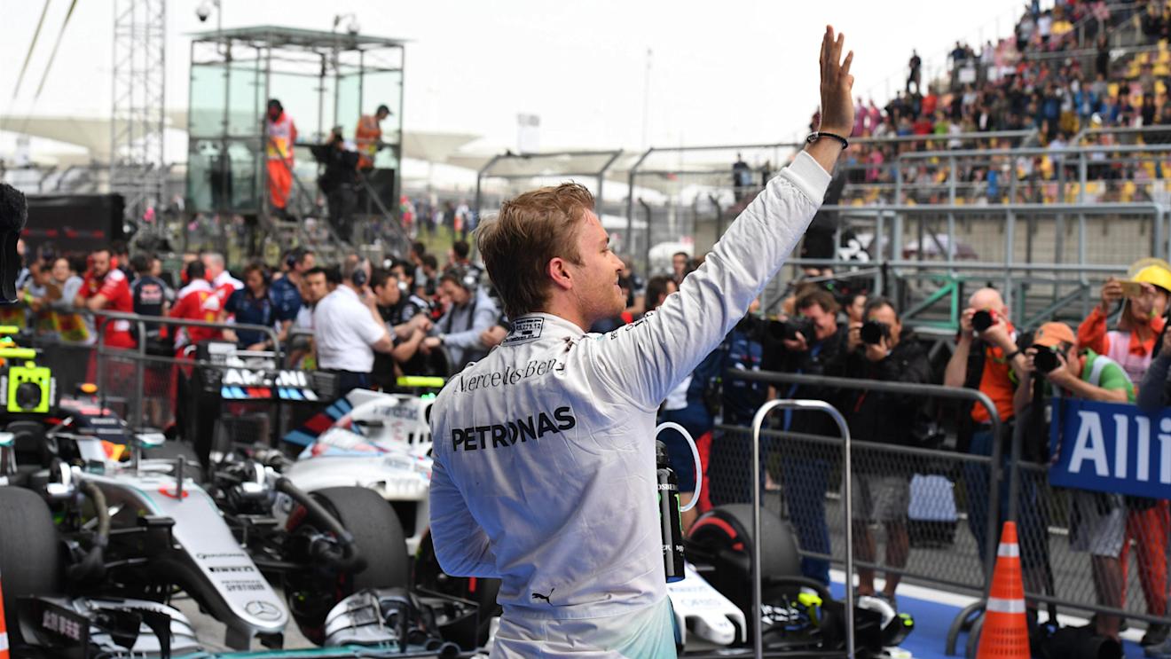 Pole sitter Nico Rosberg (GER) Mercedes AMG F1 celebrates in parc ferme at Formula One World Championship, Rd3, Chinese Grand Prix, Qualifying, Shanghai, China, Saturday 16 April 2016. © Sutton Motorsport Images