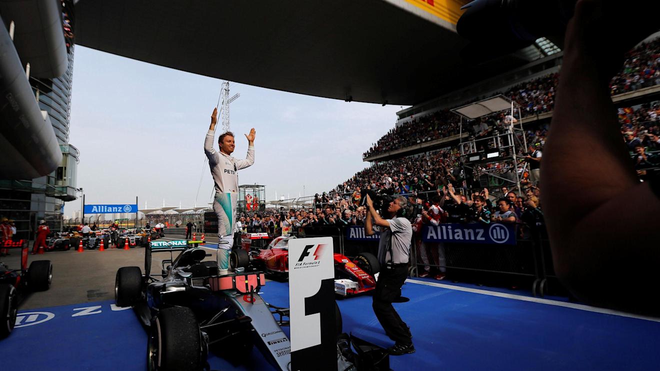 Race winner Nico Rosberg (GER) Mercedes AMG F1 celebrates in parc ferme at Formula One World Championship, Rd3, Chinese Grand Prix, Race, Shanghai, China, Sunday 17 April 2016. © Sutton Motorsport Images