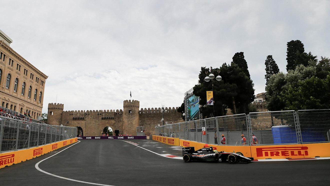 Sergio Perez (MEX) Force India VJM09 at Formula One World Championship, Rd8, European Grand Prix, Practice, Baku City Circuit, Baku, Azerbaijan, Friday 17 June 2016. © Sutton Images