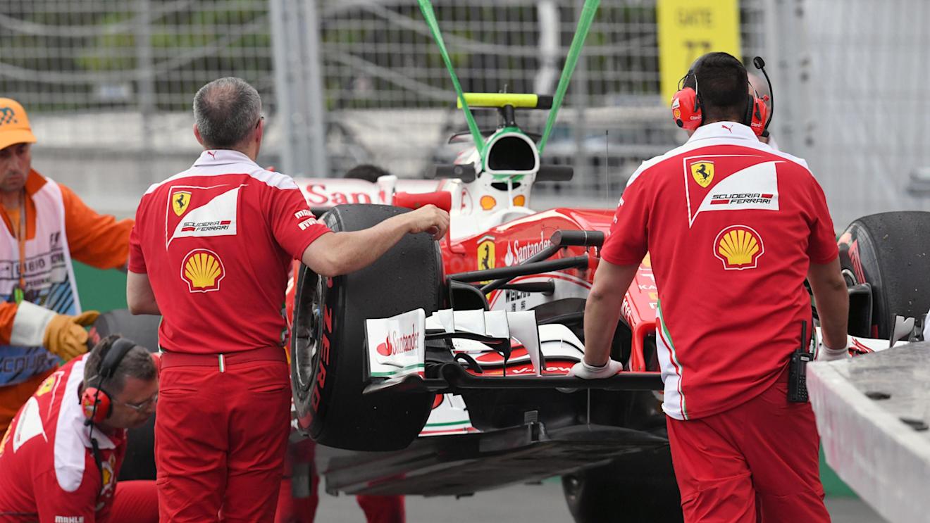 The car of Kimi Raikkonen (FIN) Ferrari SF16-H is recovered after stopping on track in FP2 at Formula One World Championship, Rd8, European Grand Prix, Practice, Baku City Circuit, Baku, Azerbaijan, Friday 17 June 2016. © Sutton Images