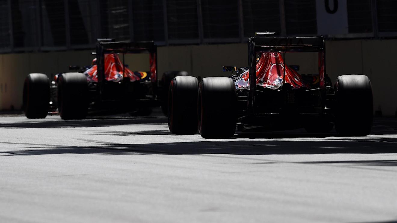 Carlos Sainz jr (ESP) Scuderia Toro Rosso STR11 and Daniil Kvyat (RUS) Scuderia Toro Rosso STR11 at Formula One World Championship, Rd8, European Grand Prix, Qualifying, Baku City Circuit, Baku, Azerbaijan, Saturday 18 June 2016. © Sutton Images