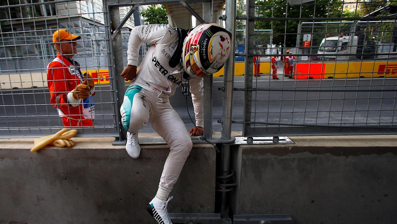 Lewis Hamilton (GBR) Mercedes AMG F1 after crashing out in Q3 at Formula One World Championship, Rd8, European Grand Prix, Qualifying, Baku City Circuit, Baku, Azerbaijan, Saturday 18 June 2016. © Sutton Images