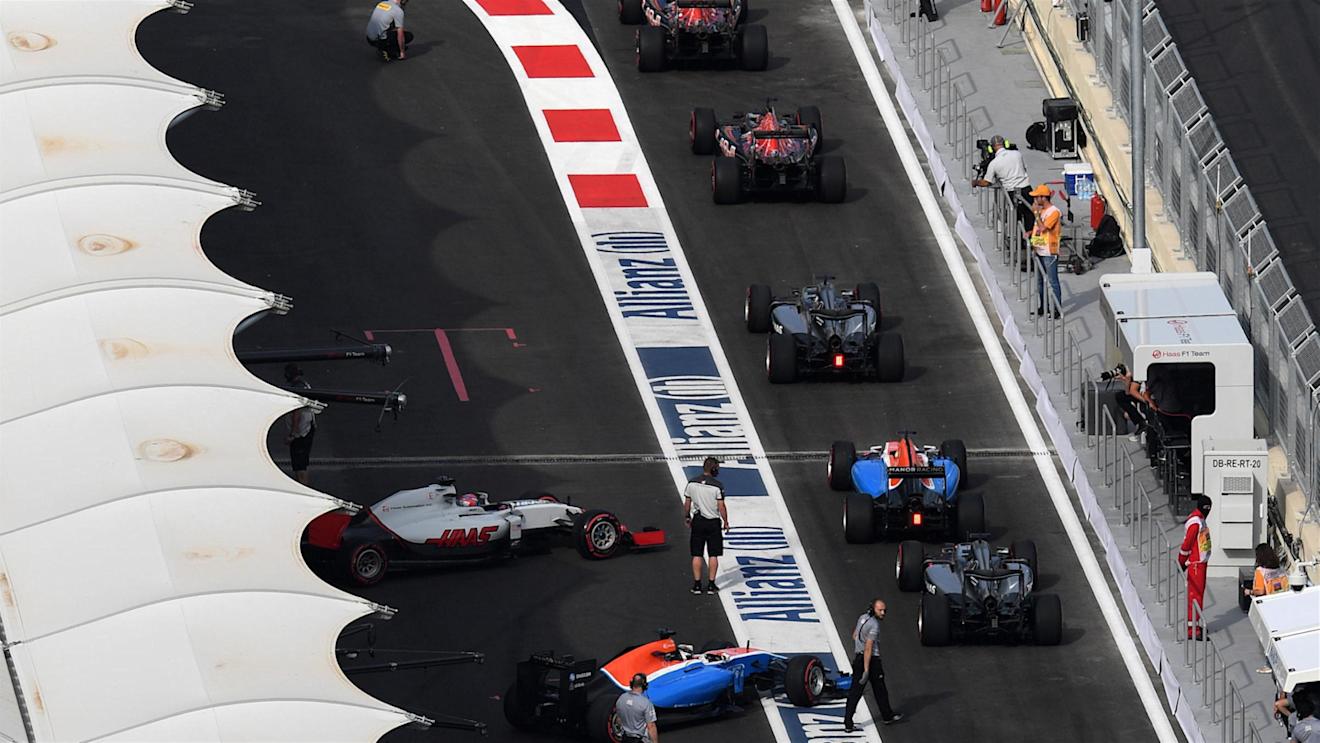 Cars leave pit lane at Formula One World Championship, Rd8, European Grand Prix, Qualifying, Baku City Circuit, Baku, Azerbaijan, Saturday 18 June 2016. © Sutton Images
