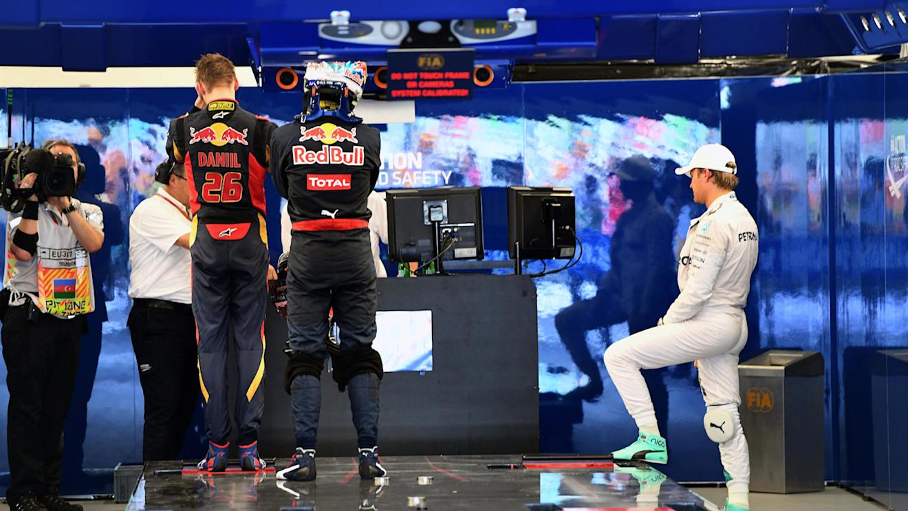 Pole sitter Nico Rosberg (GER) Mercedes AMG F1 in parc ferme at Formula One World Championship, Rd8, European Grand Prix, Qualifying, Baku City Circuit, Baku, Azerbaijan, Saturday 18 June 2016. © Sutton Images