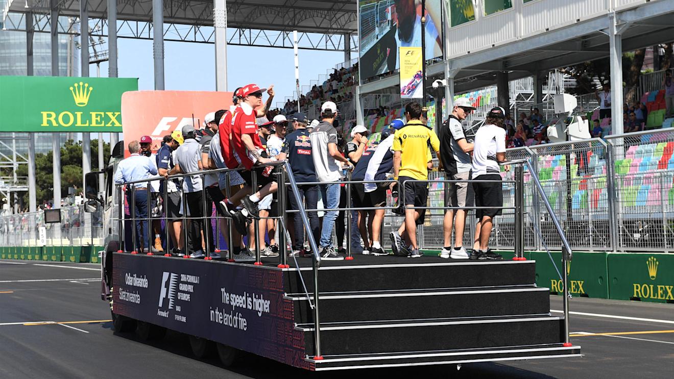Drivers parade at Formula One World Championship, Rd8, European Grand Prix, Race, Baku City Circuit, Baku, Azerbaijan, Sunday 19 June 2016. © Sutton Images