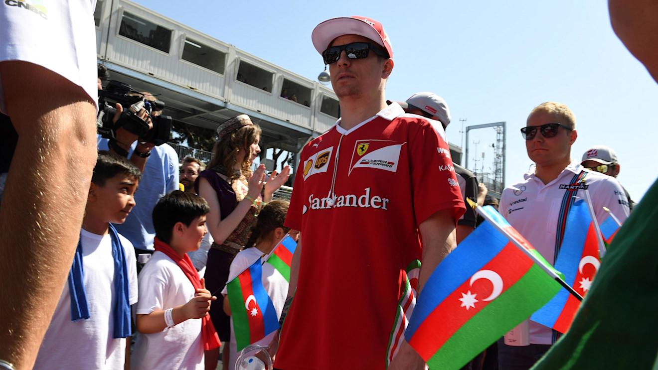Kimi Raikkonen (FIN) Ferrari on the drivers parade at Formula One World Championship, Rd8, European Grand Prix, Race, Baku City Circuit, Baku, Azerbaijan, Sunday 19 June 2016. © Sutton Images