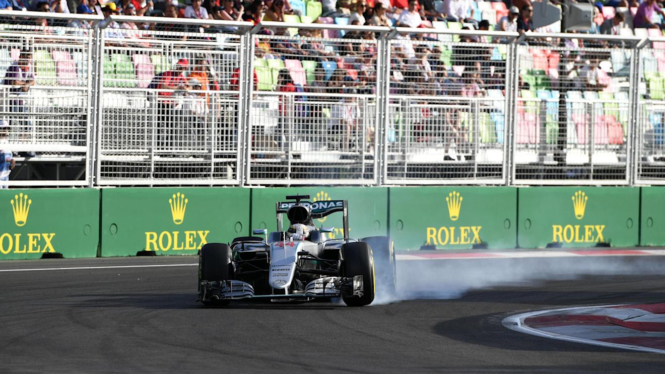 Lewis Hamilton (GBR) Mercedes-Benz F1 W07 Hybrid locks up at Formula One World Championship, Rd8, European Grand Prix, Race, Baku City Circuit, Baku, Azerbaijan, Sunday 19 June 2016. © Sutton Images