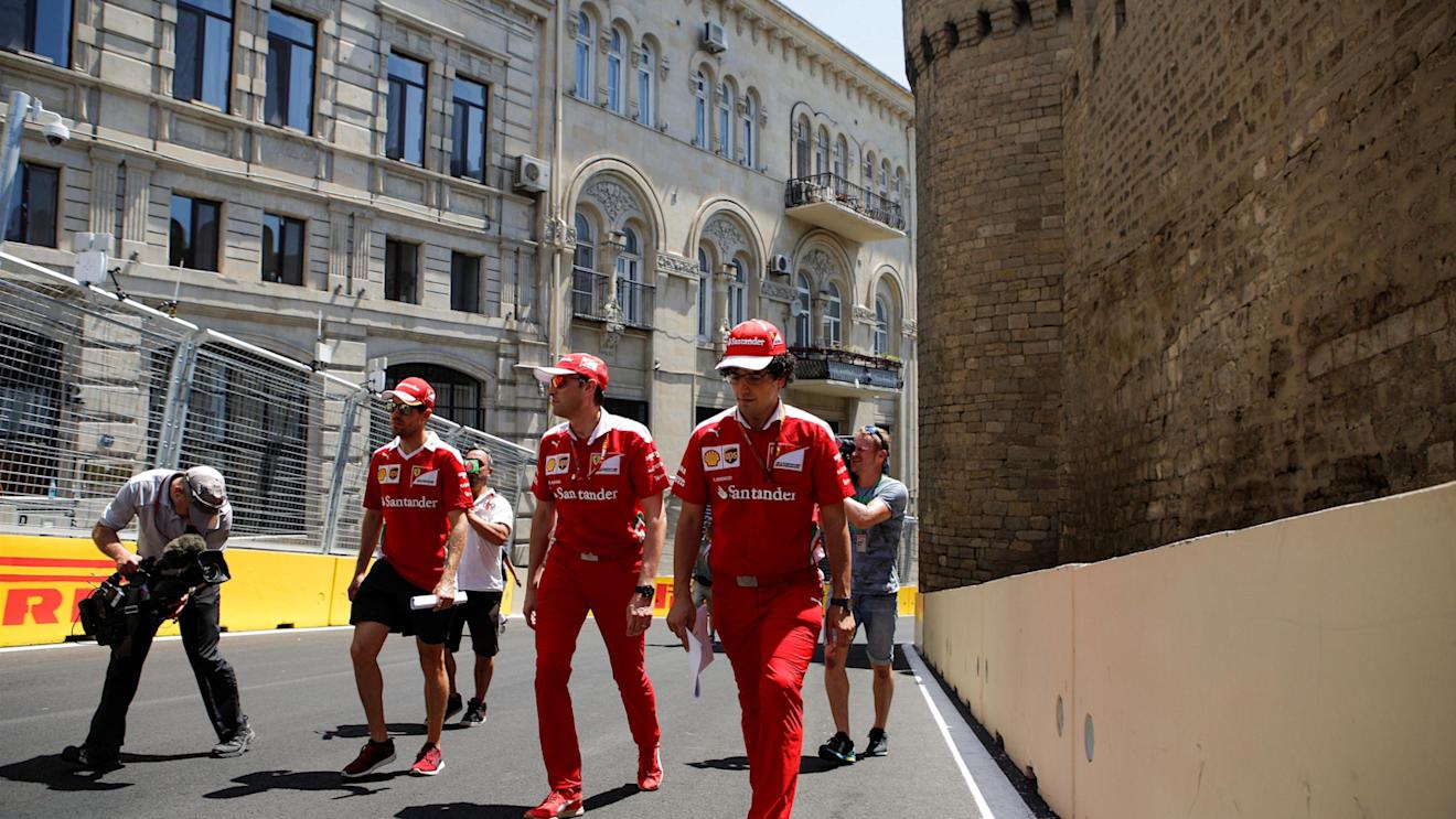 Sebastian Vettel (GER) Ferrari walks the track at Formula One World Championship, Rd8, European Grand Prix, Preparations, Baku City Circuit, Baku, Azerbaijan, Thursday 16 June 2016. © Sutton Images