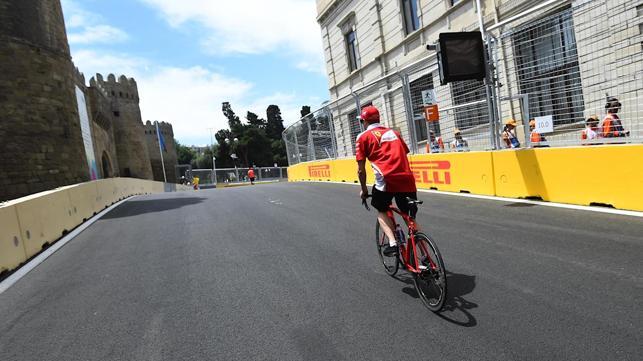 Kimi Raikkonen (FIN) Ferrari cycles the track at Formula One World Championship, Rd8, European Grand Prix, Preparations, Baku City Circuit, Baku, Azerbaijan, Thursday 16 June 2016. © Sutton Images