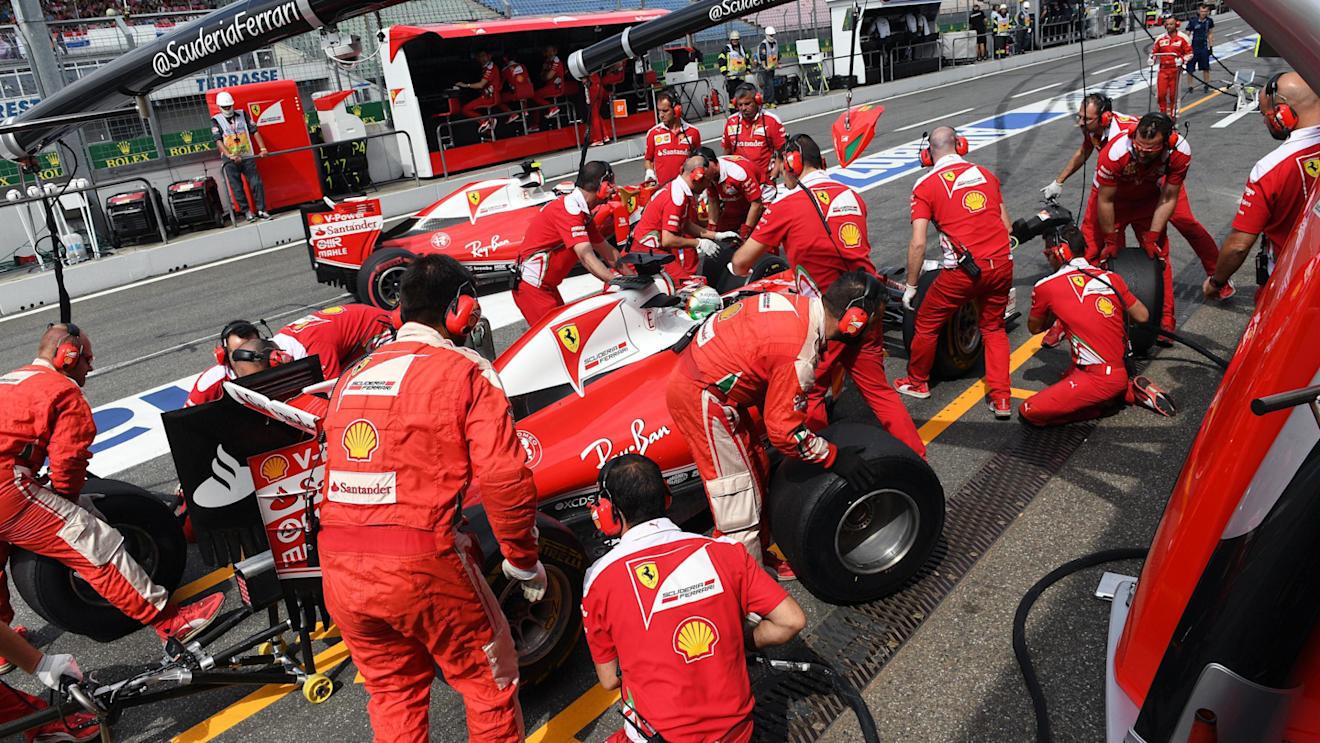 Sebastian Vettel (GER) Ferrari SF16-H makes a practice pitstop at Formula One World Championship, Rd12, German Grand Prix, Practice, Hockenheim, Germany, Friday 29 July 2016. © Sutton Images