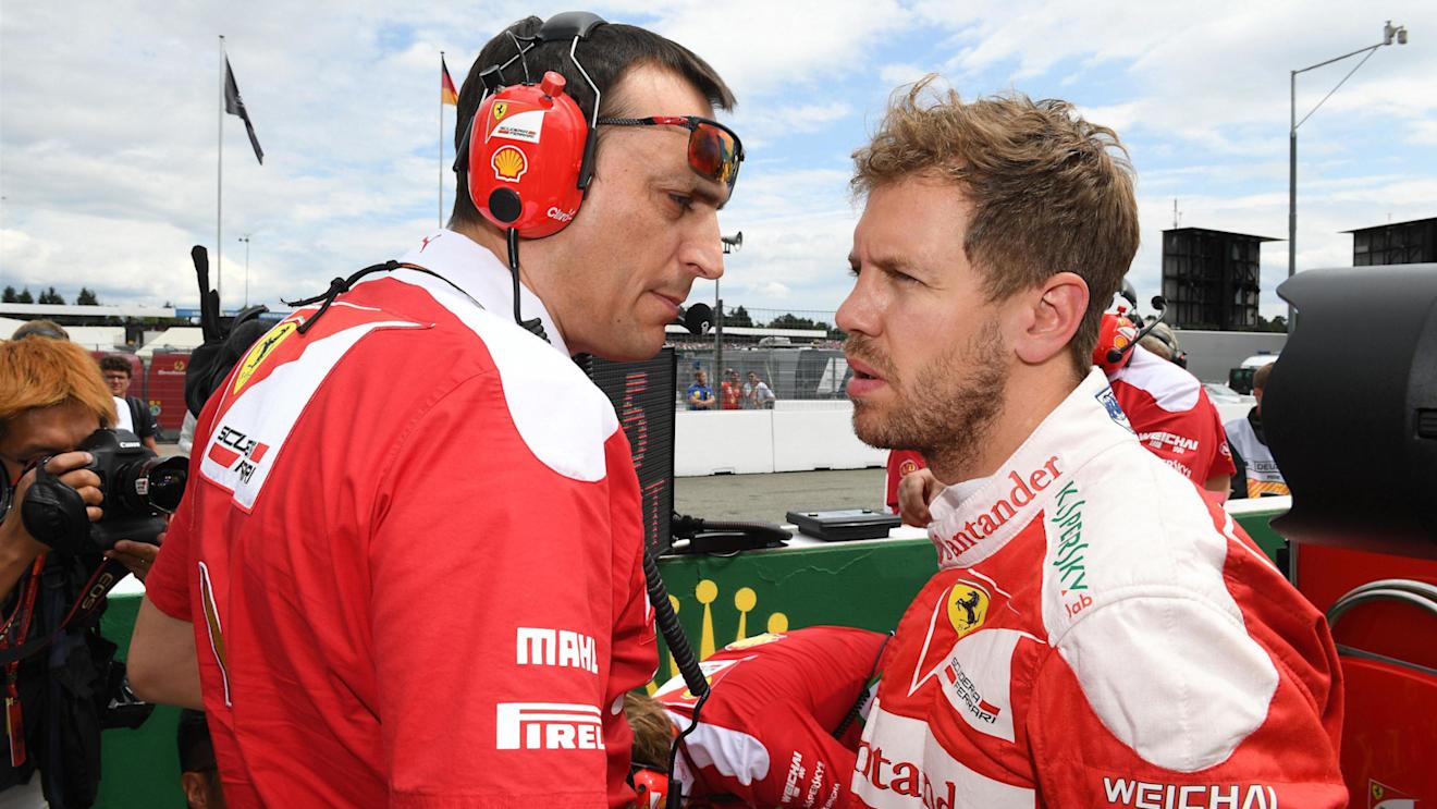 Sebastian Vettel (GER) Ferrari and Riccardo Adami (ITA) Ferrari Race Engineer on the grid at Formula One World Championship, Rd12, German Grand Prix, Race, Hockenheim, Germany, Sunday 31 July 2016. © Sutton Images