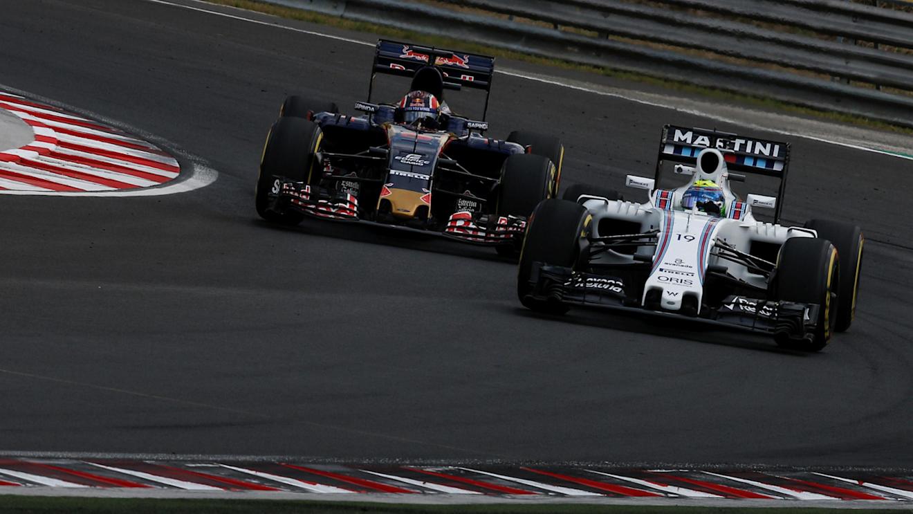 Felipe Massa (BRA) Williams FW38 and Daniil Kvyat (RUS) Scuderia Toro Rosso STR11 at Formula One World Championship, Rd11, Practice, Hungaroring, Hungary, Friday 22 July 2016. © Sutton Images