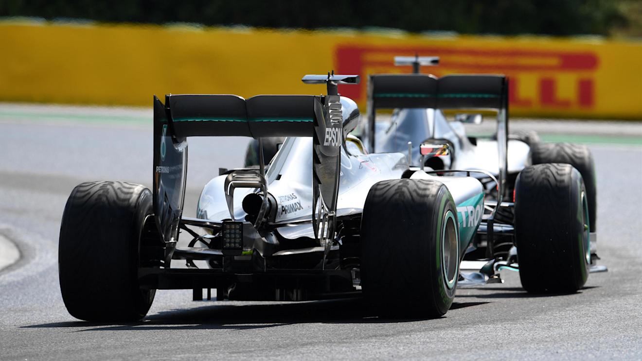 Lewis Hamilton (GBR) Mercedes-Benz F1 W07 Hybrid and Nico Rosberg (GER) Mercedes-Benz F1 W07 Hybrid at Formula One World Championship, Rd11, Hungarian Grand Prix, Qualifying, Hungaroring, Hungary, Saturday 23 July 2016. © Sutton Images