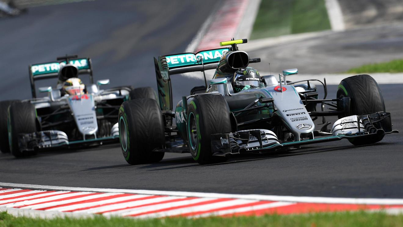 Nico Rosberg (GER) Mercedes-Benz F1 W07 Hybrid and Lewis Hamilton (GBR) Mercedes-Benz F1 W07 Hybrid at Formula One World Championship, Rd11, Hungarian Grand Prix, Qualifying, Hungaroring, Hungary, Saturday 23 July 2016. © Sutton Images