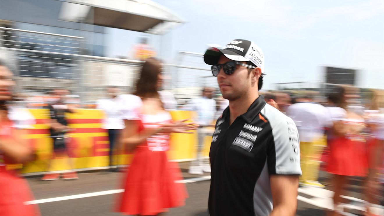 Sergio Perez (MEX) Force India on the drivers parade at Formula One World Championship, Rd11, Hungarian Grand Prix, Race, Hungaroring, Hungary, Sunday 24 July 2016. © Sutton Images