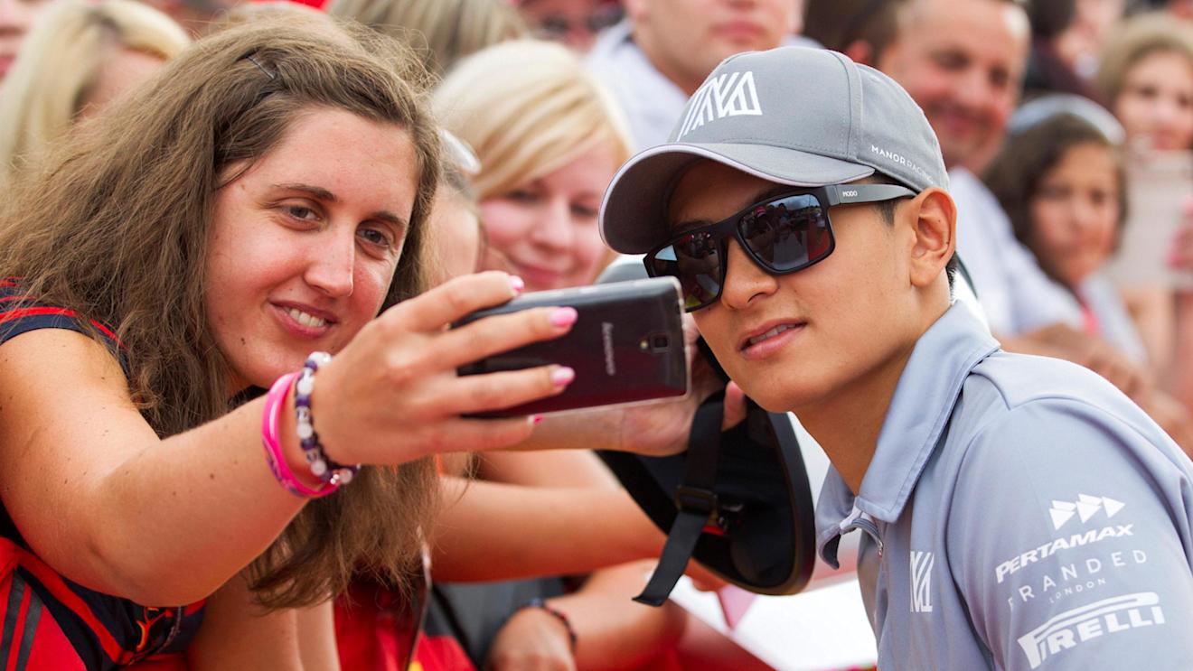 Rio Haryanto (IDN) Manor Racing fans selfie at Formula One World Championship, Rd11, Hungarian Grand Prix, Race, Hungaroring, Hungary, Sunday 24 July 2016. © Sutton Images