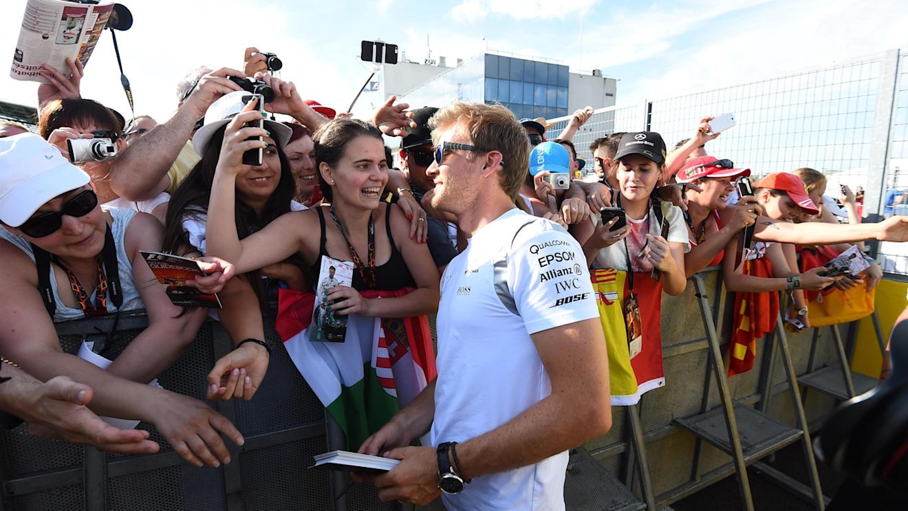 Nico Rosberg (GER) Mercedes AMG F1 fans selfie at Formula One World Championship, Rd11, Preparations, Hungaroring, Hungary, Thursday 21 July 2016. © Sutton Images