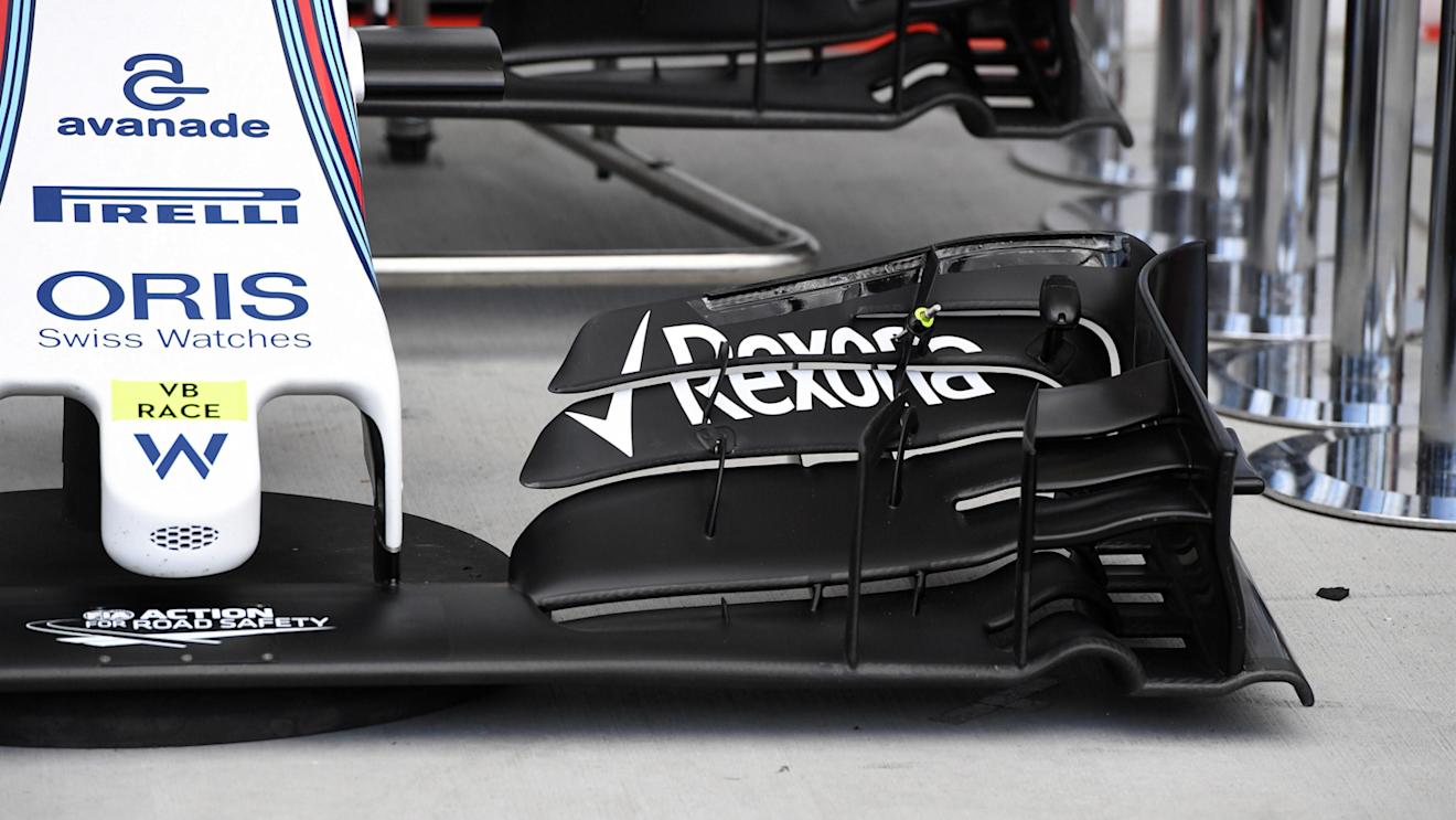 Williams FW38 front wing detail at Formula One World Championship, Rd11, Preparations, Hungaroring, Hungary, Thursday 21 July 2016. © Sutton Images
