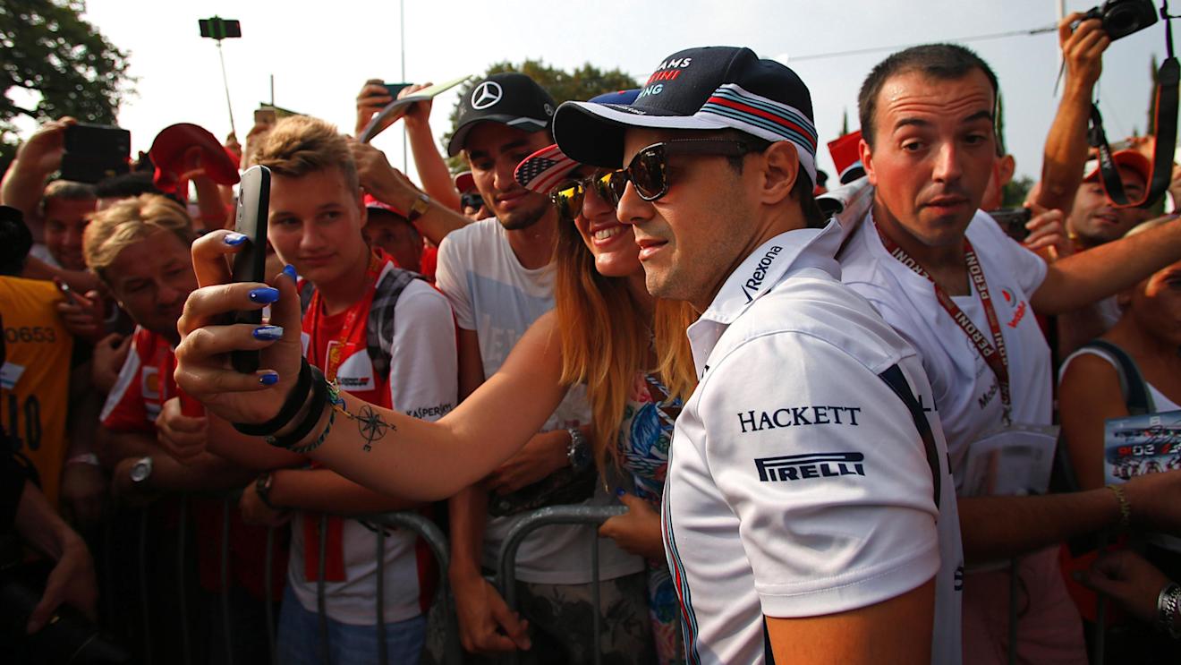 Felipe Massa (BRA) Williams poses for a selfie photograph with the fans at Formula One World Championship, Rd14, Italian Grand Prix, Qualifying, Monza, Italy, Saturday 3 September 2016. © Sutton Images