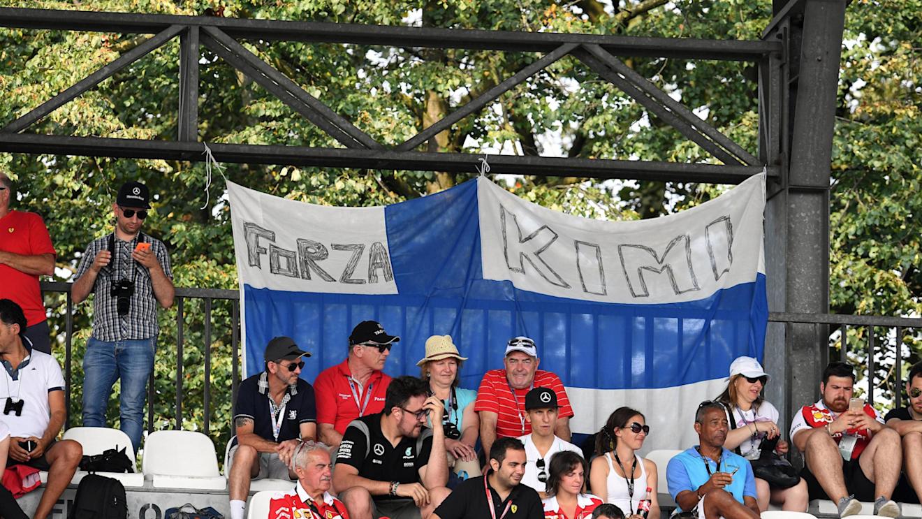 Kimi Raikkonen (FIN) Ferrari fans and banner at Formula One World Championship, Rd14, Italian Grand Prix, Qualifying, Monza, Italy, Saturday 3 September 2016. © Sutton Images