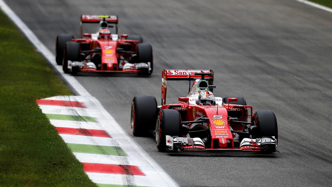 Sebastian Vettel (GER) Ferrari SF16-H and Kimi Raikkonen (FIN) Ferrari SF16-H at Formula One World Championship, Rd14, Italian Grand Prix, Race, Monza, Italy, Sunday 4 September 2016. © Sutton Images